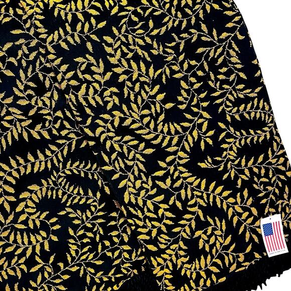 Made in USA Ivy Vine Woven Throw Blanket Tapestry Damask Black Gold 50x 60" NEW - Picture 2 of 9
